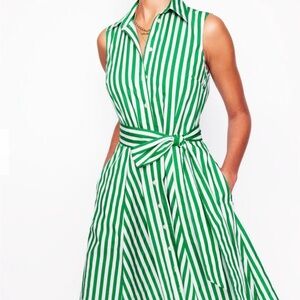 NWT Boden Green & White Striped Midi Dress Shirt